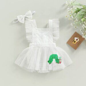 The Very Hungry Caterpillar Dress First Birthday Romper Dress Clothes Outfit Bow